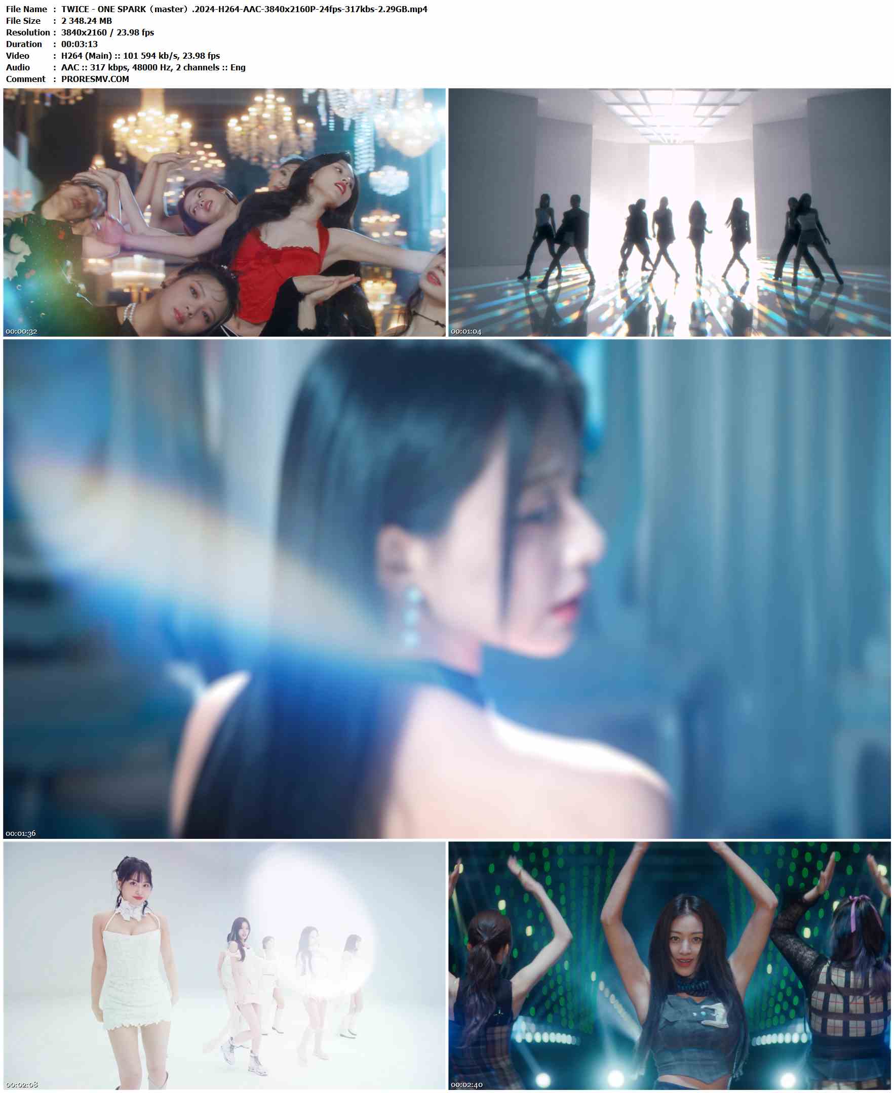 TWICE - ONE SPARK（master）.2024-H264-AAC-3840x2160P-24fps-317kbs-2.29GB官方MV_高清MV